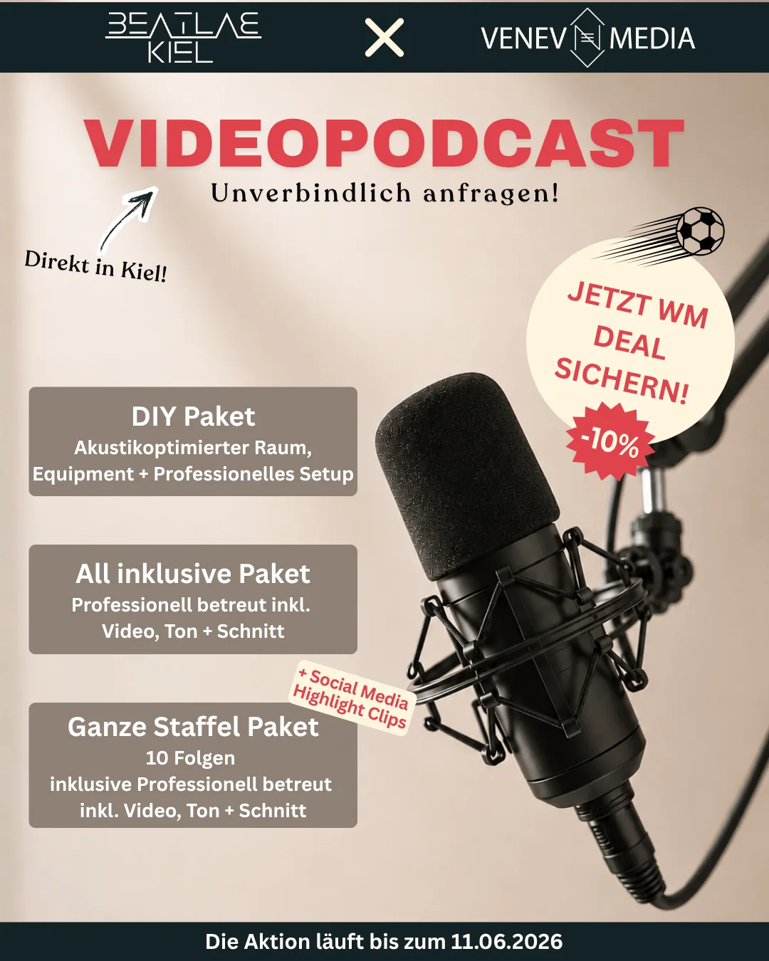 BeatLab Kiel x Venevmedia – Videopodcast WM Special Angebot